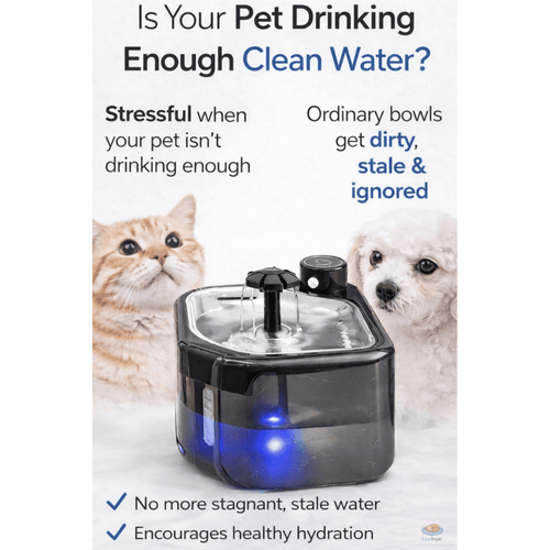 Luvinae™ Smart Pet Water Fountain — Wireless Motion Sensor, Triple Filtration, Rechargeable