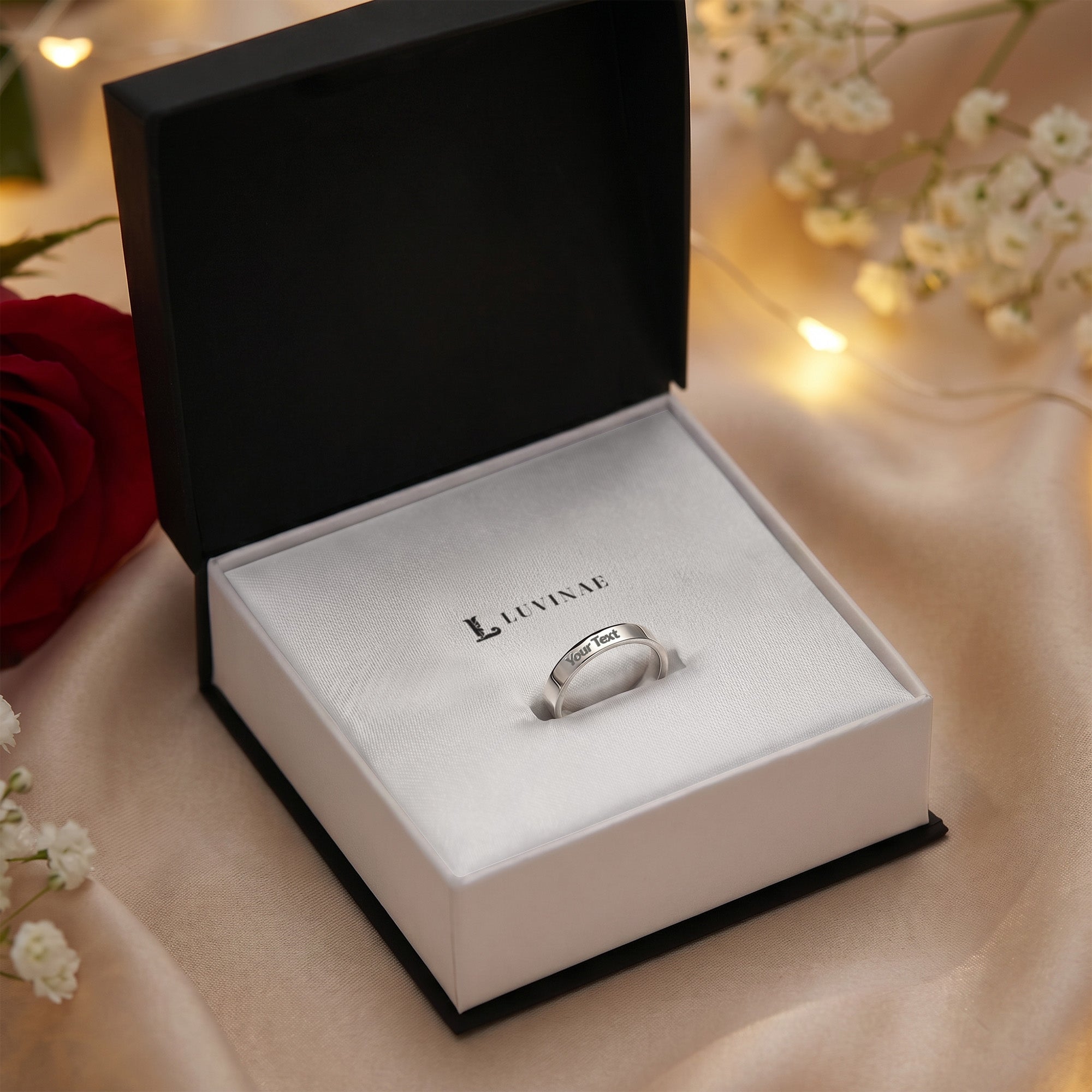 Vowbound™ Women's Ring — Custom Message Engraving — 18K Gold or Stainless Steel — Couples Promise Gift