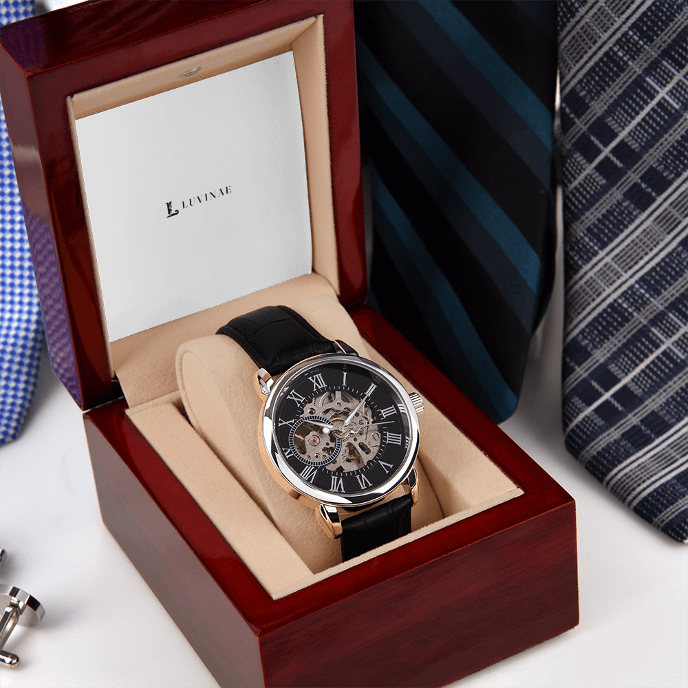 Cogwynd™ Skeleton Watch — Self-Winding Openwork Movement — Genuine Leather & Mineral Glass — Luxury Gift