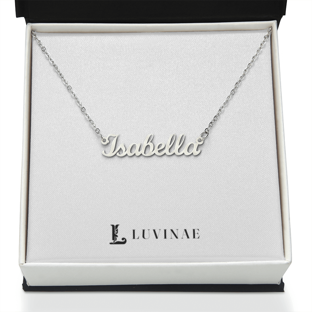 Nomira™ Name Necklace — Personalized Cursive Nameplate — 18K Gold or Stainless Steel — Gift for Her