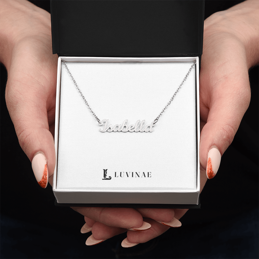 Nomira™ Name Necklace — Personalized Cursive Nameplate — 18K Gold or Stainless Steel — Gift for Her