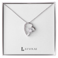 Forever Love Heart Necklace — Sparkling CZ Crystal Pendant — 18K Gold or White Gold — Anniversary Gift for Her