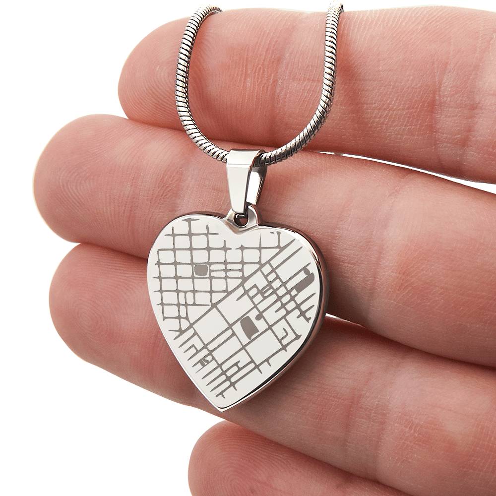 Everplace™ Heart Map Necklace — Custom Location Engraving — 18K Gold or Stainless Steel — Anniversary & Wedding Gift