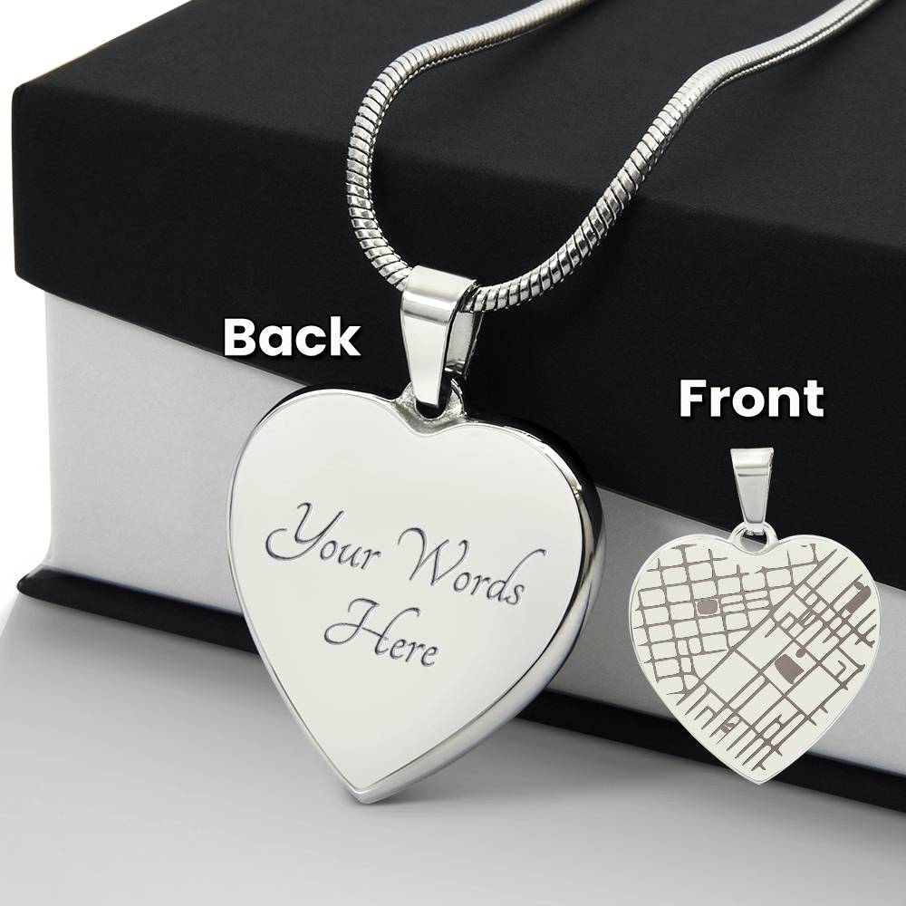 Everplace™ Heart Map Necklace — Custom Location Engraving — 18K Gold or Stainless Steel — Anniversary & Wedding Gift
