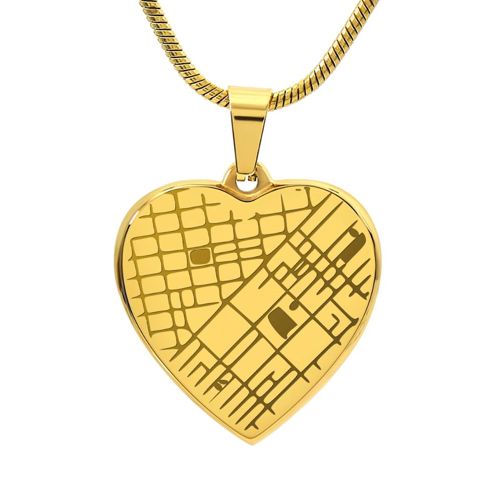 Everplace™ Heart Map Necklace — Custom Location Engraving — 18K Gold or Stainless Steel — Anniversary & Wedding Gift