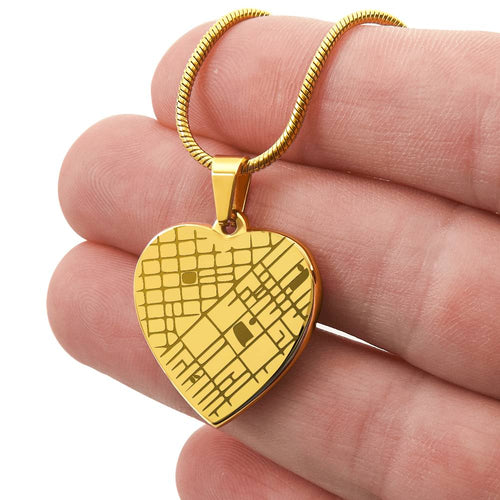 Everplace™ Heart Map Necklace — Custom Location Engraving — 18K Gold or Stainless Steel — Anniversary & Wedding Gift